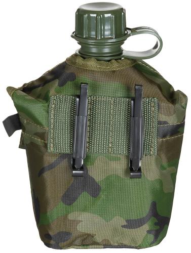 US Plastikfeldflasche, 1 l, Hülle, woodland