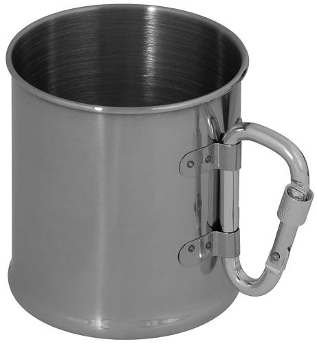 Tasse, Edelstahl, Karabiner, einwandig, ca. 220 ml
