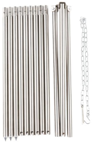 Dreibein, ca. 1,9 m, Edelstahl, mit Kette und Haken