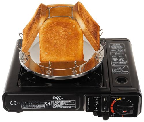 Campingtoaster, klappbar, für 4 Scheiben, mit Zange