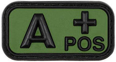 Klettabzeichen, schwarz-oliv, Blutgruppe "A POS", 3D