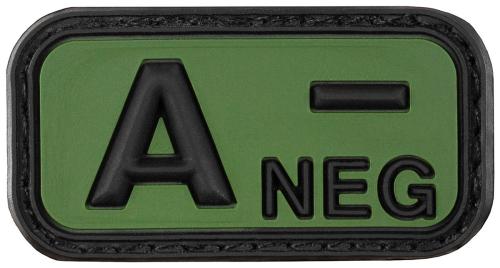 Klettabzeichen, schwarz-oliv, Blutgruppe "A NEG", 3D