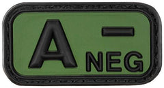 Klettabzeichen, schwarz-oliv, Blutgruppe "A NEG", 3D