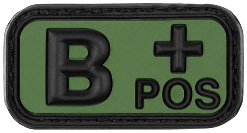 Klettabzeichen, schwarz-oliv, Blutgruppe "B POS", 3D