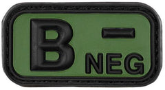 Klettabzeichen, schwarz-oliv, Blutgruppe "B NEG", 3D