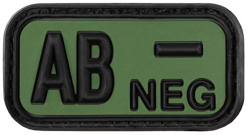 Klettabzeichen, schwarz-oliv, Blutgruppe "AB NEG", 3D