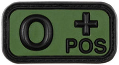Klettabzeichen, schwarz-oliv, Blutgruppe "O POS", 3D