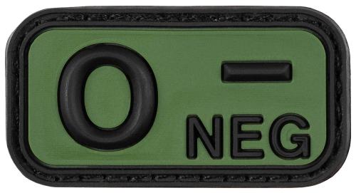 Klettabzeichen, schwarz-oliv, Blutgruppe "O NEG", 3D