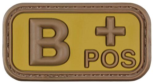Klettabzeichen, braun-khaki, Blutgruppe "B POS", 3D