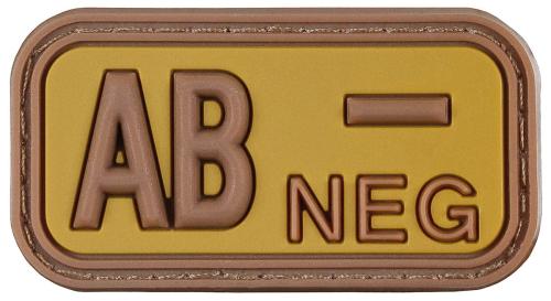 Klettabzeichen, braun-khaki, Blutgruppe "AB NEG", 3D