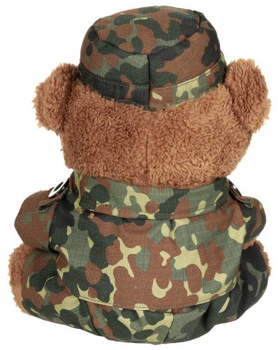 Teddybär, mit Anzug und Mütze, flecktarn, ca. 28 cm