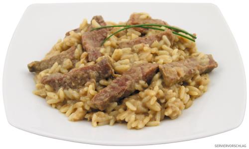 Rindergeschnetzeltes mit Reis, Vollkonserve, 400 g, 7% Mwst.