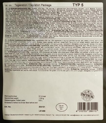 Trek 'n Eat, Tagesration, "Typ V", 7% Mwst.