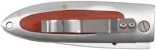 Klappmesser, Einhand, silber, Holzeinlage