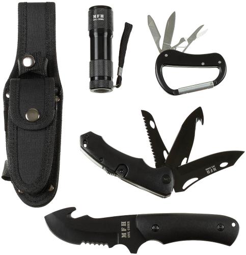 Messerset, schwarz, Kunststoffgriff, Scheide