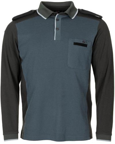 Brit. Poloshirt, blau/grau, langarm, gebr.