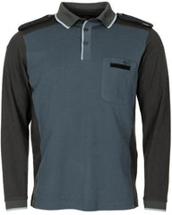 Brit. Poloshirt, blau/grau, langarm, gebr.