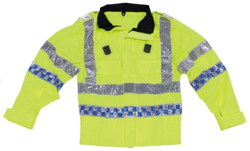 Brit. Signaljacke, gelb, mit Reflektor, gebr.
