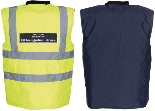 Brit. Signalweste, wendbar, gelb/blau, gebr.