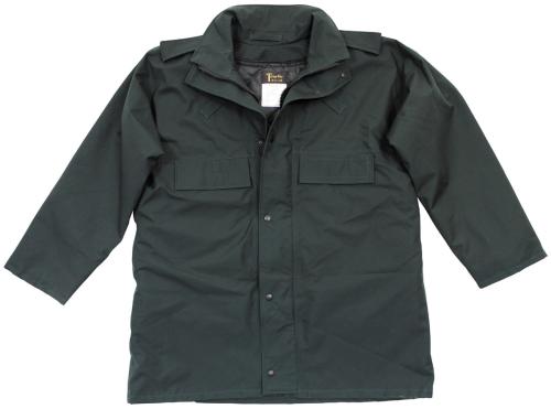 Brit. Regenjacke, "POLICE", grün, gefüttert, gebr.