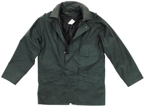 Brit. Regenjacke, "POLICE", grün, gefüttert, gebr.