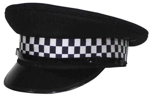 Brit. Schirmmütze, Polizei, ohne Abzeichen, gebr.