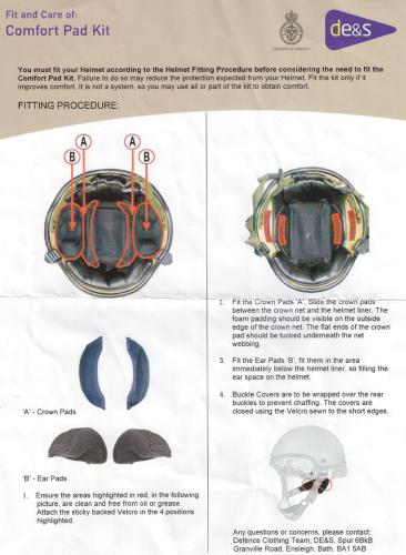 Brit. Polsterset, "Comfort", für Helm, "MK6A /MK7", neuw.