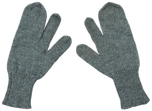 Schweiz. Strickhandschuhe, 3 Finger, Wolle, grau, gebr.