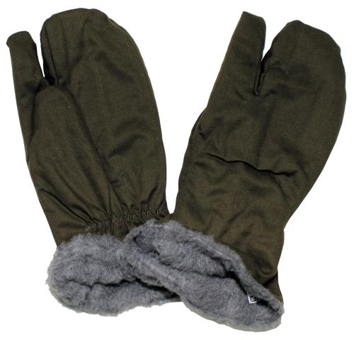 CZ/SK Handschuhe, M 55, oliv, gefüttert, 3 Finger, gebr.