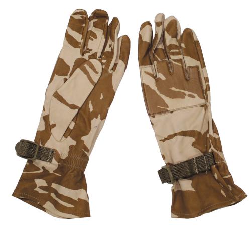 Brit. Lederhandschuhe, gebr., "Warm Weather", DPM desert
