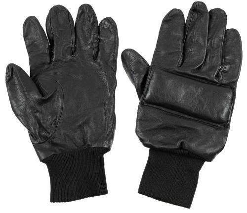 Brit. Lederhandschuhe, Knöchelschutz, schwarz, gebr.,