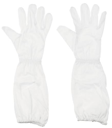 Brit. Fingerhandschuhe, weiß, mit Stulpe, FR, gebr.