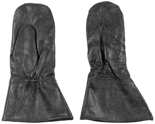 Schwed. Fausthandschuhe, Leder, schwarz, gebr.