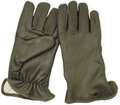 Franz. Lederhandschuhe, gefüttert, oliv, neuw.