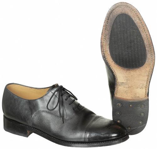 Brit. Halbschuhe, Leder, schwarz, Ledersohle, gebr.
