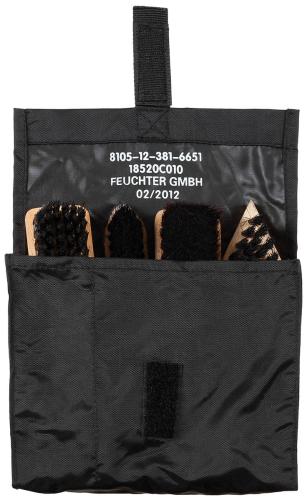 BW Schuhputzbeutel, schwarz, mit 4 Bürsten, gebr.