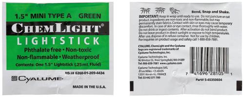 US Knicklicht, "Cyalume", 50 St./Pack, grün, überlagert