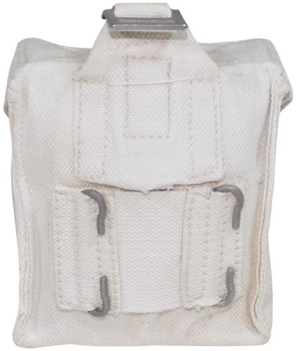 Ital. Koppeltasche, weiß, Canvas, gebr.