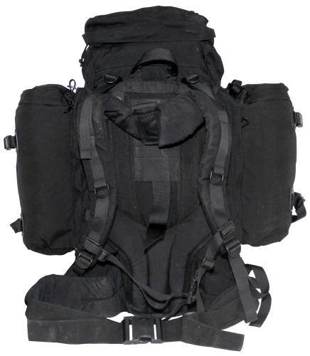 Holl. Rucksack, Medium, mit Seitentaschen, schwarz, gebr.