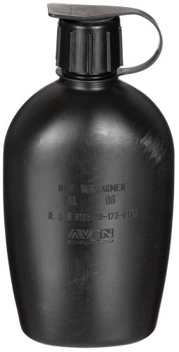 Holl. Plastikfeldflasche, "AVON", 1 l, schwarz, gebr.