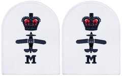 Brit. Stickabzeichen, weiß, "ROYAL NAVY, M", neuw.