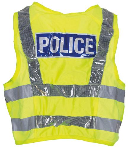 Brit. Signalweste, gelb, "Police", gebr.