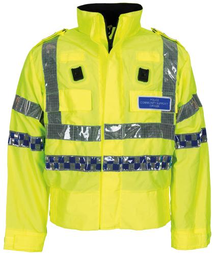 Brit. Signaljacke, gelb, mit Reflektor, gebr.