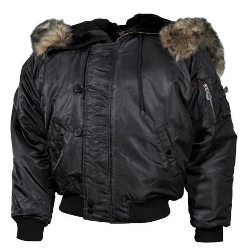 US Polarjacke N2B, schwarz, dick gefüttert