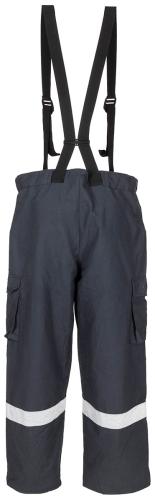 Österr. Feuerwehrhose, mit Träger, blau, gebr.