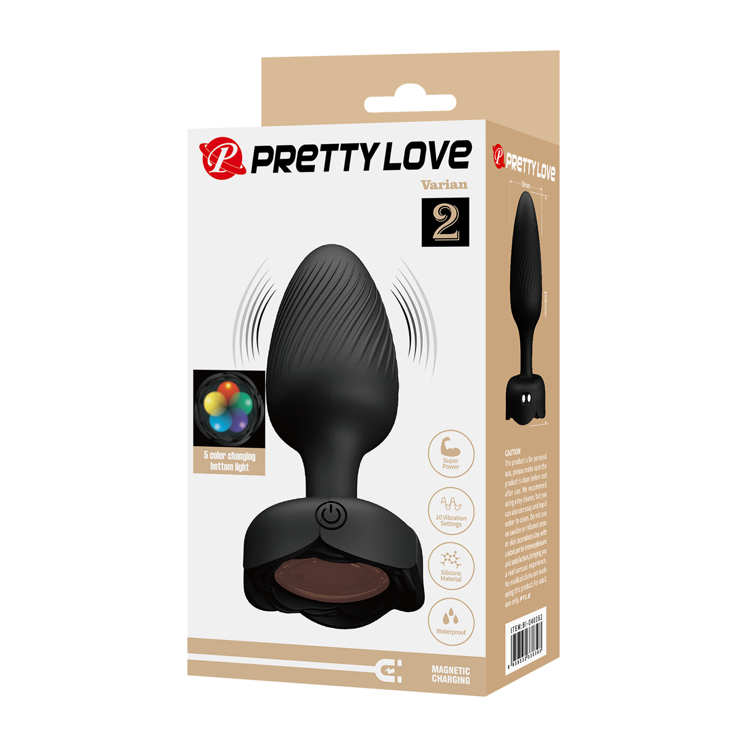 8: Pretty Love – Varian – Farbwechselnder Analplug mit Licht – Schwarz