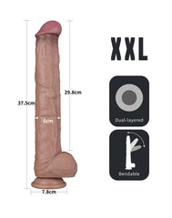 2: LoveToy - Nature Cock - 14,5" Dual Layered Bendable Cock XXL - Nude