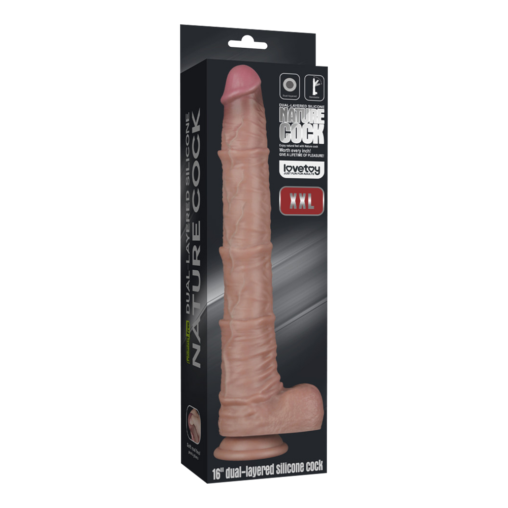4: LoveToy - Nature Cock - 16" Dual Layered Bendable Cock XXL -Nude