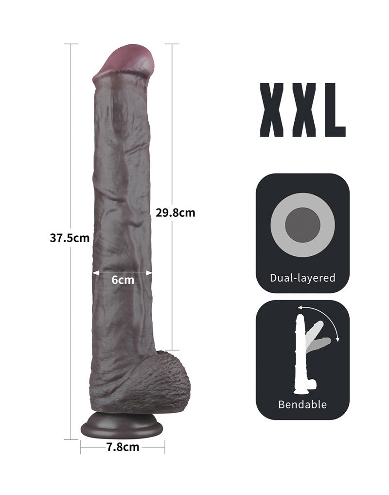 2: LoveToy - Nature Cock - 14,5" Dual Layered Bendable Cock XXL - Schwarz