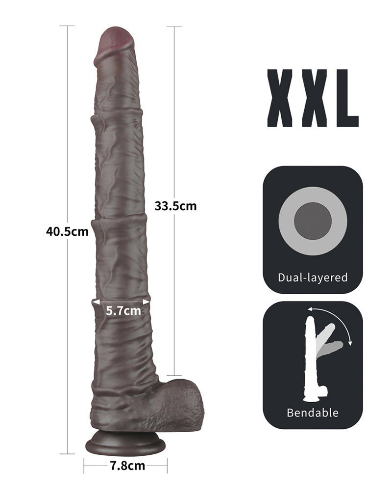 2: LoveToy - Nature Cock - 16" Dual Layered Bendable Cock XXL - Schwarz